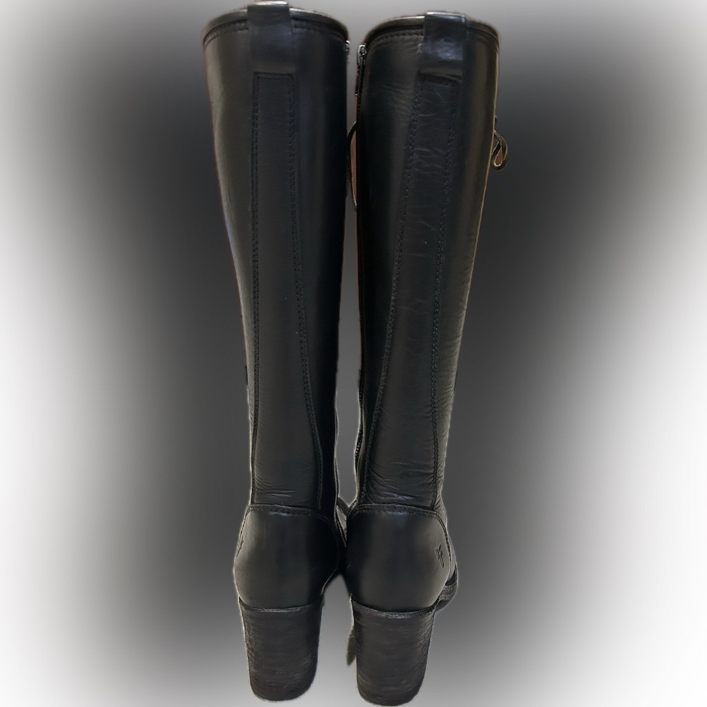 Frye Karen Tall Lace-Up Leather Boots black 7.5 - Picture 16 of 16